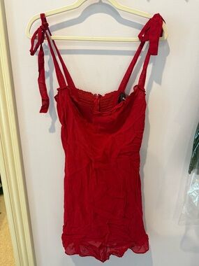 Reformation Red Tie-Shoulder Mini Dress